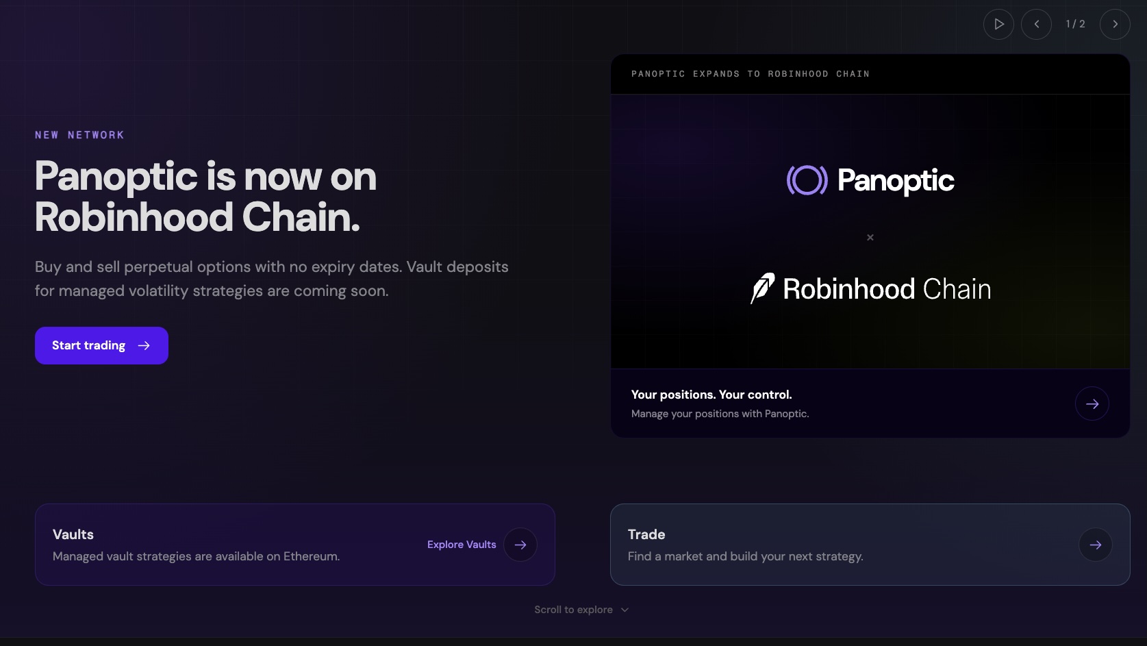 Panoptic launch announcement for Robinhood Chain